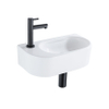 QeramiQ Fuente fonteinset – halfrond – 40x21.5x12 cm – keramiek wit glans – kraangat links – mat witte kraan SW1419341