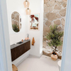 Mondiaz JOYA-DLUX 113.2cm toiletmeubel - ronding links en rechts kleur Walnut - Wastafel FAYE positie Midden 1 kraangat kleur Sombra. SW1424766