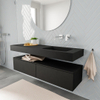 Mondiaz ALAN Meuble Urban avec 2 tiroirs 150x30x41cm vasque Cloud suspendue droite sans trou de robinet Solid Surface Urban SW408618