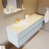 Mondiaz VICA-DLUX ensemble de meuble de salle de bain - 150cm - meuble sous-vasque argile - 2 tiroirs - lavabo encastré nuage gauche - 1 trou de robinet - version haute 60cm - ostra SW1085701