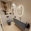 MONDIAZ TURE-DLUX meuble de toilettes 120 cm Dark Grey. EDEN lavabo Opalo position milieu. Avec 1 trou de robinet. SW1104285