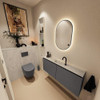 MONDIAZ TURE-DLUX Meuble toilette - 120cm - Dark Grey - EDEN - vasque Opalo - position centrale - 1 trou de robinet SW1104285