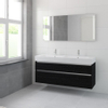 Bruynzeel Passo badmeubelset 69.8x150x46cm 2 kraangaten 2 wasbakken 4 lades met spiegel met softclose ceramic zwart eiken SW384772 Bruynzeel Passo badmeubelset 69.8x150x46cm 2 kraangaten 2 wasbakken 4 lades met spiegel met softclose ceramic zwart eiken SW384772