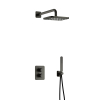 Hotbath Gal IBS40A Doucheset - inbouw - 20cm vierkante hoofddouche - wandarm 35cm - staafhanddouche - gunmetal geborsteld PVD SW656144
