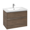 Villeroy & Boch Subway 3.0 wastafelonderbouwkast - met 2 laden - met grepen aluminium glanzend - 77.2x57.6x47.8 - Arizona Oak (hout) SW641508