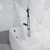 Fortifura Nebbio Ensemble combiné bain - mitigeur thermostatique - barre de glissement avec coude mural intégré - flexible de douche lisse - douchette ronde - Remplissage-vidage de baignoire - noir mat SW1238076