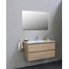 Basic Bella Meuble avec lavabo céramique avec 1 trou de robinet avec miroir et éclairage 100x55x46cm Flat Pack Chêne SW538704