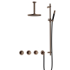 Hotbath Cobber IBS70 Regendoucheset - inbouw - 15cm plafondarm - 20cm ronde hoofddouche - staafhanddouche - glijstang - messing verouderd koper (goud) SW677604