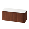Royal Plaza Terra Ensemble meuble de salle de bains - 140x46.2x46cm - plan de toilette solid surface blanc mat - 4 tiroirs - châtaigne (noyer) SW1426287
