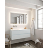 Mondiaz VICA ensemble de meuble de salle de bain - 120cm - meuble sous-vasque argile - 2 tiroirs - lavabo lune gauche - sans trou de robinet - miroir LED - version XL 60cm de haut SW1097883