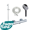 FugaFlow Eccelente Sobrado Ensemble de douche barre curseur avec douchette ronde, flexible lisse et robinet de douche Chrome SW1124019