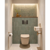QeramiQ Dely Ensemble de toilette - réservoir encastré Qeramiq Flush - abattant 35mm - plaque de commande métal gunmetal - boutons ronds - beige SW1578602