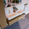 Mondiaz ALAN-DLUX Ensemble de meuble - 130cm - meuble Oro mat - 1 tiroir - Lavabo Cloud Opalo suspendu - vasque Gauche et droite - 2 trous de robinet SW807086