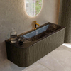 Mondiaz KURVE-DLUX Ensemble meuble de salle de bains - 125x46x40cm - 1 tiroir - 1 porte - vasque solid surface - droite - 1 trou de robinet - Shadow SW1414666