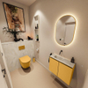 MONDIAZ TURE-DLUX Meuble toilette - 60cm - Ocher - EDEN - vasque Ostra - position gauche - sans trou de robinet SW1104974