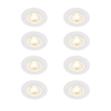 QAZQA Ulo Inbouwspot - set van 8 - 8.2x8.2cm - incl. LED - 3 staps dimbaar - IP65 - rond - mat wit SW1210164