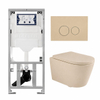 QeramiQ Dely Swirl Toiletset - 36.3x51.7cm - Geberit UP320 inbouwreservoir - met Burda frame - 35mm zitting - bedieningsplaat beige - ronde knoppen - mat beige SW1164825