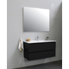 Basic Bella Meuble lavabo céramique avec 1 trou de robinet 100x55x46cm Flat Pack Noir mat SW538872
