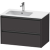 Duravit ketho meuble avec 2 tiroirs pour lavabo à gauche 81x48x54.9cm avec poignées anthracite graphite super mat SW772968