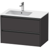Duravit Ketho.2 Wastafelonderbouwkast - met 2 laden - voor waskom links - 81x48x54.9cm - met grepen antraciet - grafiet supermat SW772968