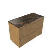Saniclass Holz Atelier Ensemble meuble de salle de bains - 100x45x63cm - Noche plateau en pierre naturelle dark emperador - 1 trou de robinet - 2 tiroirs - chêne natural mat (bois) SW1478289