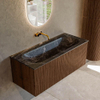 MONDIAZ KURVE-DLUX Meuble de salle de bains 110 cm couleur Walnut avec 1 tiroir. Lavabo BIG MEDIUM centré sans trou de robinet couleur Lava. SW1137234