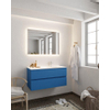 Mondiaz VICA ensemble de meuble de salle de bain - 100cm - meuble sous-vasque jeans - 2 tiroirs - lavabo moon droite - 1 trou de robinet - miroir LED - version XL 60cm de haut SW1098177