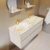 Mondiaz VICA-DLUX ensemble de meuble de salle de bain - 120cm - meuble sous lavabo lin - 2 tiroirs - lavabo encastré cloud double - 2 trous de robinet - version haute de 60cm - glace SW1087690