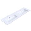 Arcqua Mira Lavabo encastré - 161x46x1.5cm - double vasque - 2 trous de robinet - marbre de synthèse - blanc brillant SW1581385
