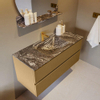 Mondiaz VICA-DLUX Ensemble de meuble de salle de bain - 110cm - meuble sous-vasque oro - 2 tiroirs - lavabo encastrée cloud milieu - 1 trou de robinet - version haute 60cm - lave SW1086881