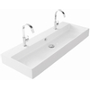 Thebalux Type Quadro Vasque 122x46x12cm 2 trous de robinet et vasque rectangulaire céramique blanc mat SW766474