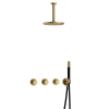 Hotbath Cobber IBS70 Regendoucheset - inbouw - 15cm plafondarm - 20cm ronde hoofddouche - staafhanddouche - geborsteld messing goud SW677643