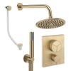 Crosswater MPRO Ensemble de douche pluie encastré - 2 poignées - bonde de baignoire - pomme de douche 20 cm - douchette à main - bras mural - laiton brossé SW1472733