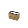 INK Wastafelonderkast - 80x45x52cm - 2 lades - greeploos - met houten keerlijst - MDF - Natur SW477222