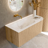 MONDIAZ KURVE-DLUX meuble de salle de bains 105cm avec module 25 R couleur chêne avec 1 tiroir et 1 porte. Lavabo BIG SMALL gauche sans trou de robinet couleur Frappe. SW1137375