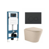 QeramiQ Dely Ensemble de toilette - réservoir encastré QeramiQ Flush - abattant 35 mm - plaque de commande en plastique anthracite mat - boutons ronds - beige SW1578614