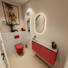MONDIAZ TURE-DLUX Meuble toilette - 100cm - Fire - EDEN - vasque Opalo - position gauche - 1 trou de robinet SW1104292