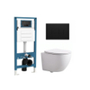 QeramiQ Dely Swirl Compact Toiletset - inbouwreservoir QeramiQ flush - slim zitting - kunststof bedieningsplaat mat zwart - rechthoekige knoppen - mat wit SW1590652