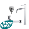 FugaFlow Eccelente Sobrado Slim Slim Kit mitigeur lavabo - robinet rehaussé - bonde non-obturable - siphon design bas - Chrome brillant SW1124412