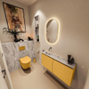 MONDIAZ TURE-DLUX Meuble toilette - 100cm - Ocher - EDEN - vasque Glace - position gauche - sans trou de robinet SW1103379