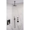 BRAUER Black Edition inbouw regendoucheset – Ø20 cm hoofddouche – 20 cm plafondbuis – staafhanddouche – vaste douchehouder SW486503