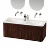 Royal Plaza Terra Edge Ensemble meuble de salle de bains - 120x44.7x46cm - vasque en solid surface blanc mat - 2 vasques - sans trous de robinet - 2 tiroirs - châtaignier (noyer) SW1471919