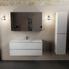 Mondiaz AIVY Ensemble de meuble - 120x45x50cm - 1 trou de robinet - 1 vasque Talc Solid surface - Centre - 2 tiroirs - avec miroir - MDF Talc SW892238