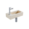 FugaFlow Efficiente Pietra Fonteinset - 37.5x18.5x9cm - keramiek - kraangat links - fonteinkraan chroom - afvoerplug - verlaagd sifon - Mat Beige SW1442327