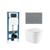 QeramiQ Dely Toiletset - inbouwreservoir Qeramiq Flush - slim zitting - kunststof licht grijze bedieningsplaat - ronde knoppen - glans wit SW1579171