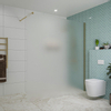 Fortifura Galeria inloopdouche - 180x200cm - mat - glas - wandarm - PVD - geborsteld messing (goud) SW876838