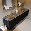 Mondiaz VICA-DLUX ensemble de meuble de salle de bain - 200cm - meuble sous-vasque urbain - 4 tiroirs - lavabo encastré cloud double - 2 trous de robinet - miroir modèle spot - version XL 60cm de haut - lave SW1098076