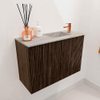 Mondiaz JOYA-DLUX Meuble de salle de bains - 60cm - couleur Walnut - Vasque FAYE position Droite 1 trou de robinet couleur Glace SW1422376