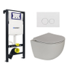 Plieger Zano Ensemble WC - réservoir à encastrer UP320 - cuvette suspendue - compacte - abattant slim - softclose - plaque de commande blanche - boutons ronds - blanc SW1222526