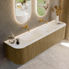 Mondiaz KURVE-DLUX Ensemble de meuble de salle de bains - 180x46x40cm - 2 tiroirs - 2 portes - vasque solid surface - double - sans trou de robinet - Dusk SW1414975